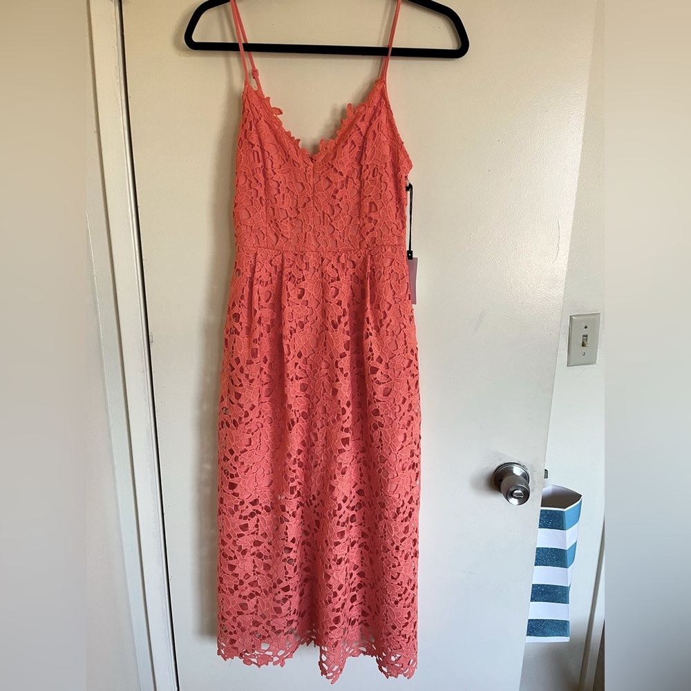 ASTR the Label Coral Lace Midi Dress Sz S